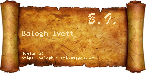 Balogh Ivett névjegykártya